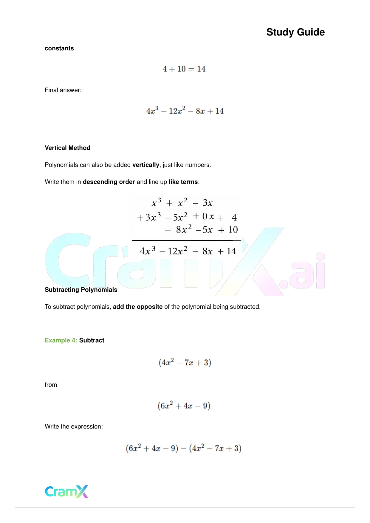 Algebra II - Polynomial Arithmetic - Page 7 preview image