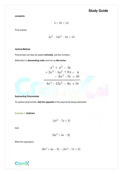 Algebra II - Polynomial Arithmetic - Page 7 preview image