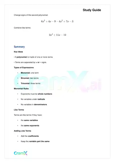 Algebra II - Polynomial Arithmetic - Page 8 preview image