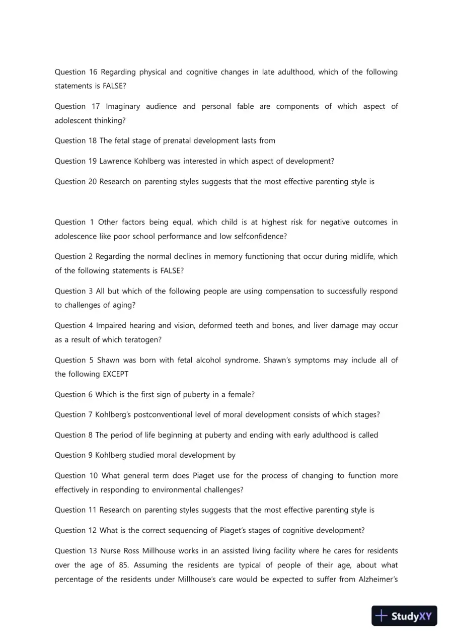 Liberty University PSYC 101 Quiz 9 Complete Solutions Correct Answers Key, page 3