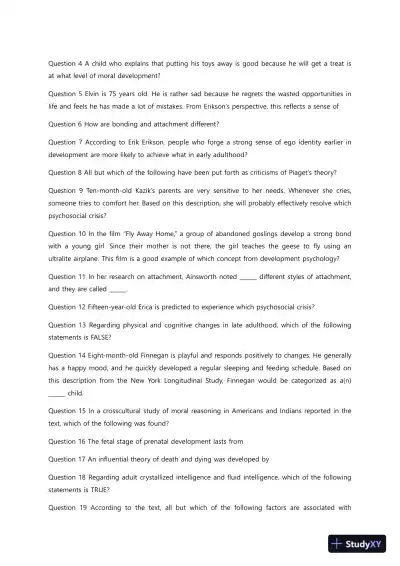 Liberty University PSYC 101 Quiz 9 Complete Solutions Correct Answers Key - Page 6 preview image