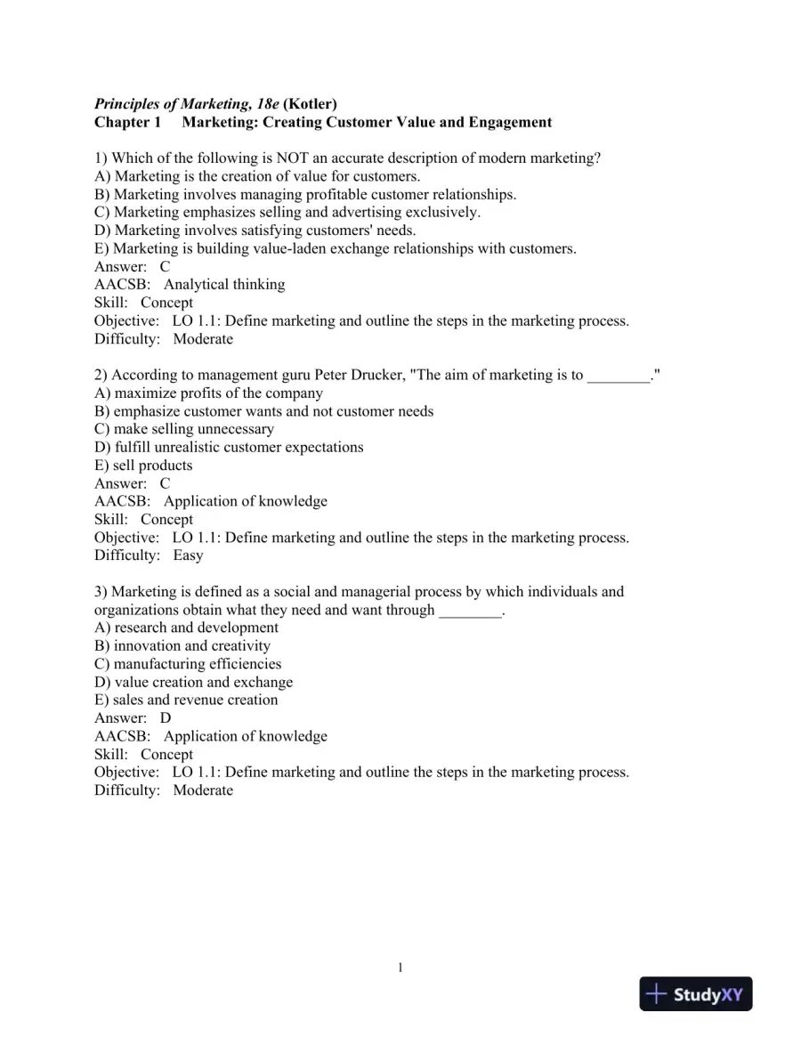 Test Bank for Principles of Marketing, 18th Edition, page 3