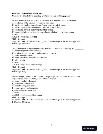 Test Bank for Principles of Marketing, 18th Edition - Page 3 preview image