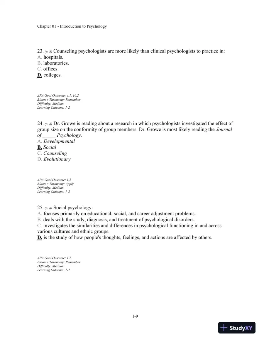 Test Bank For Understanding Psychology, 11th Edition, page 10