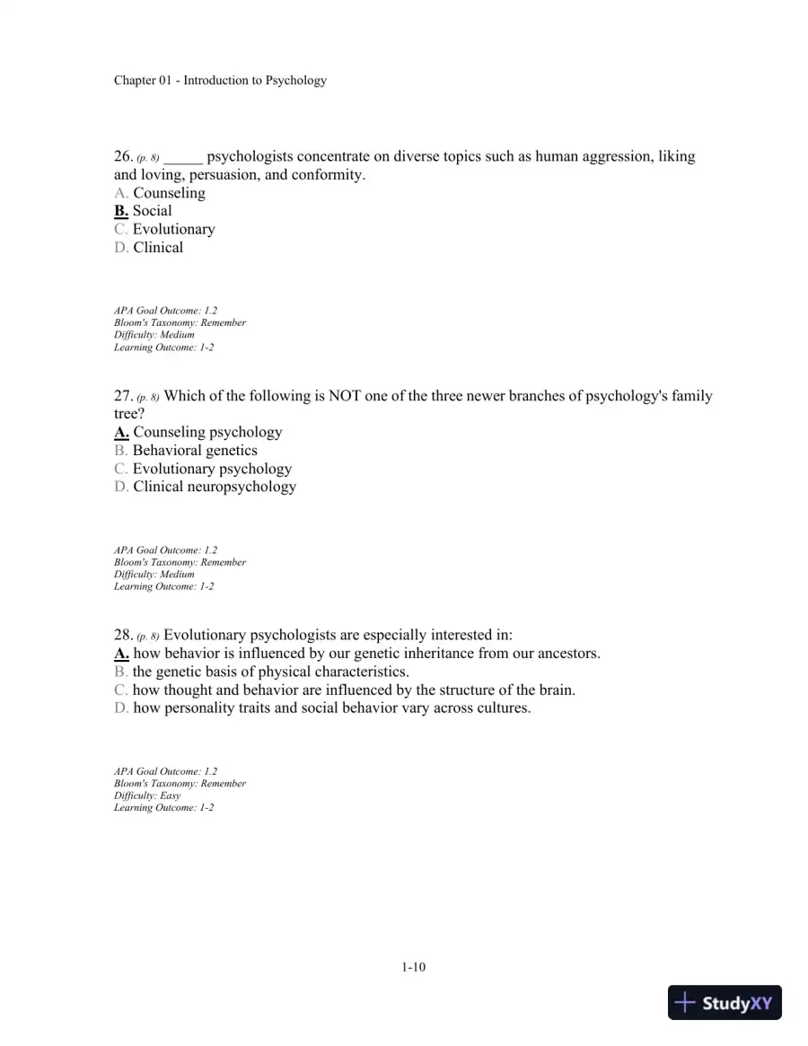 Test Bank For Understanding Psychology, 11th Edition, page 11