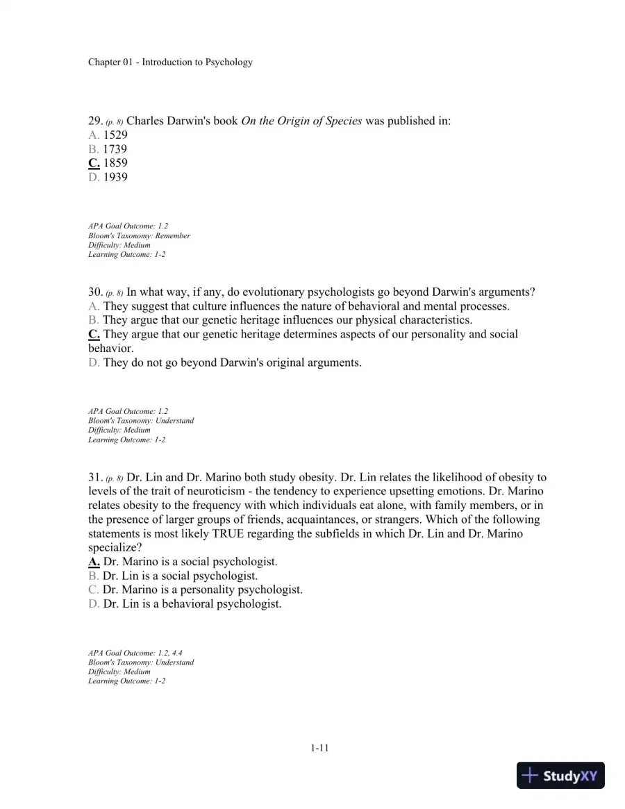 Test Bank For Understanding Psychology, 11th Edition, page 12