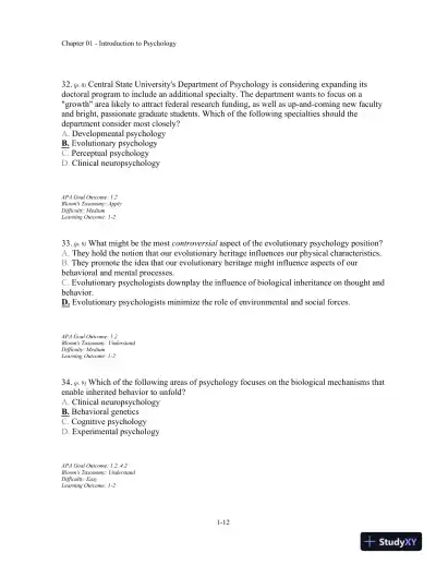 Test Bank For Understanding Psychology, 11th Edition - Page 13 preview image