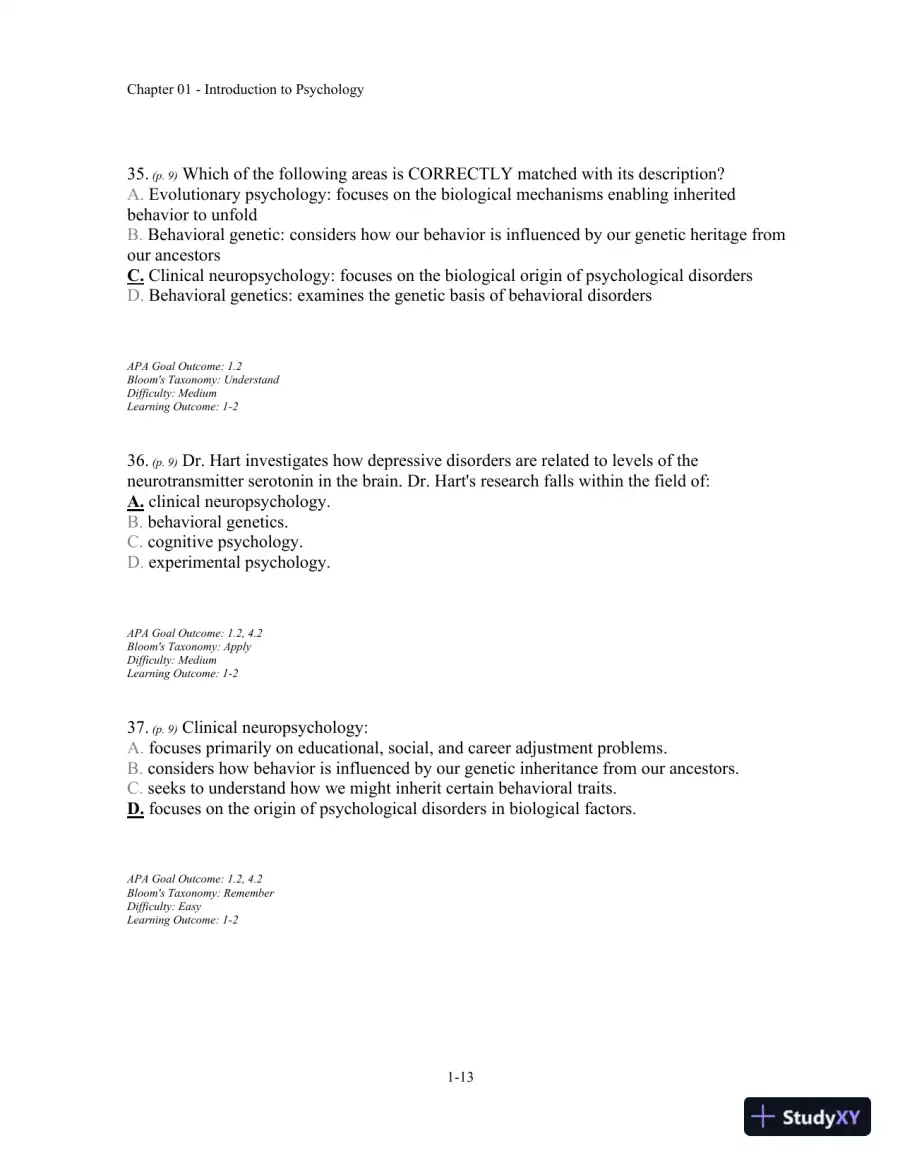 Test Bank For Understanding Psychology, 11th Edition, page 14
