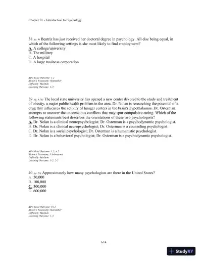Test Bank For Understanding Psychology, 11th Edition - Page 15 preview image
