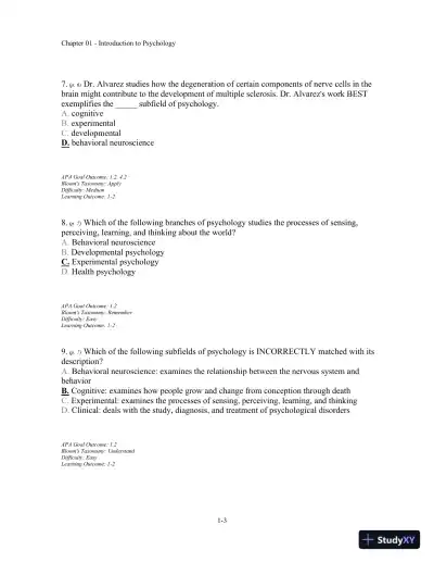 Test Bank For Understanding Psychology, 11th Edition - Page 4 preview image