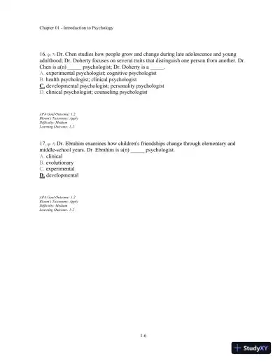 Test Bank For Understanding Psychology, 11th Edition - Page 7 preview image