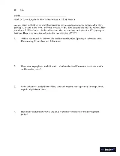 Solution Manual for Math Lit, 2nd Edition - Page 16 preview image