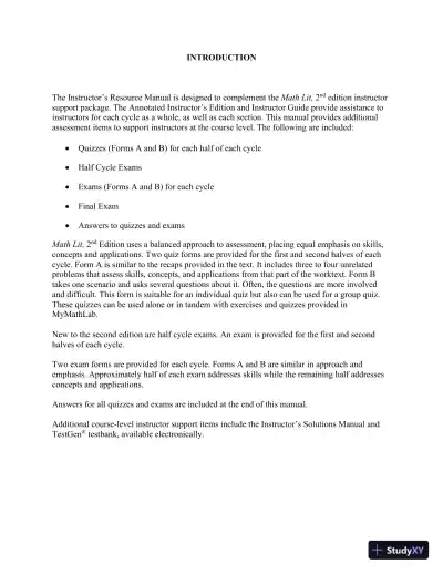 Solution Manual for Math Lit, 2nd Edition - Page 4 preview image
