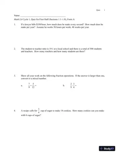 Solution Manual for Math Lit, 2nd Edition - Page 5 preview image