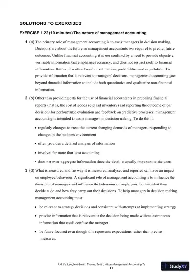 Management Accounting, 7th Edition Solution Manual - Page 12 preview image
