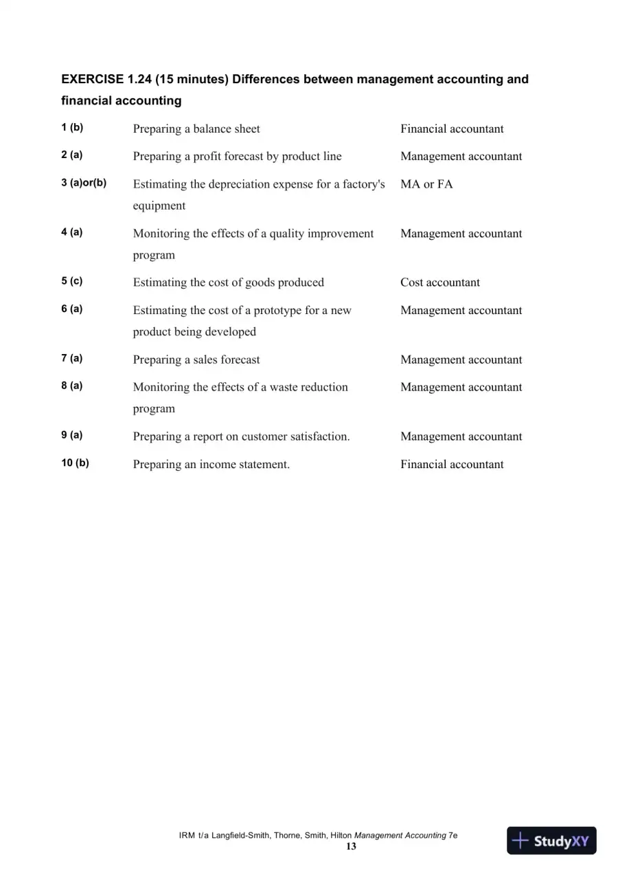Management Accounting, 7th Edition Solution Manual, page 14
