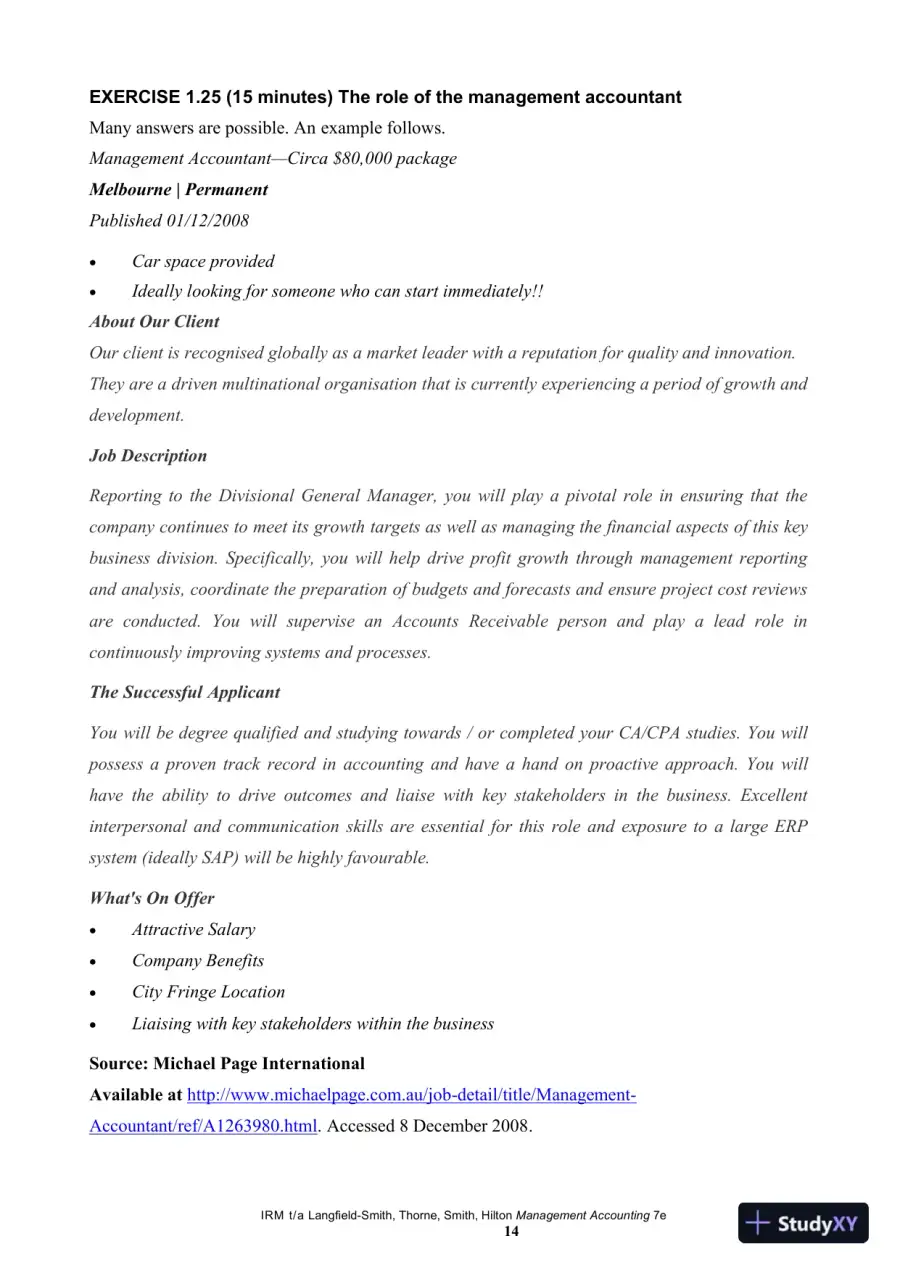 Management Accounting, 7th Edition Solution Manual, page 15