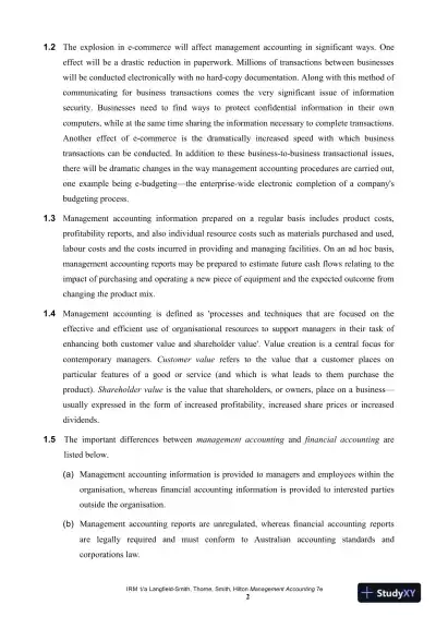 Management Accounting, 7th Edition Solution Manual - Page 3 preview image