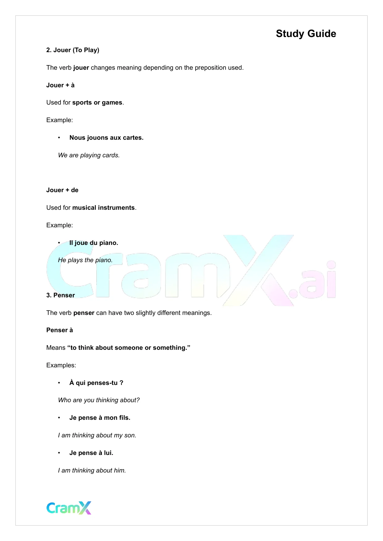 French II – Special Uses of Certain Verbs - Page 2 preview image