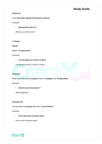 French II – Special Uses of Certain Verbs - Page 3 preview image