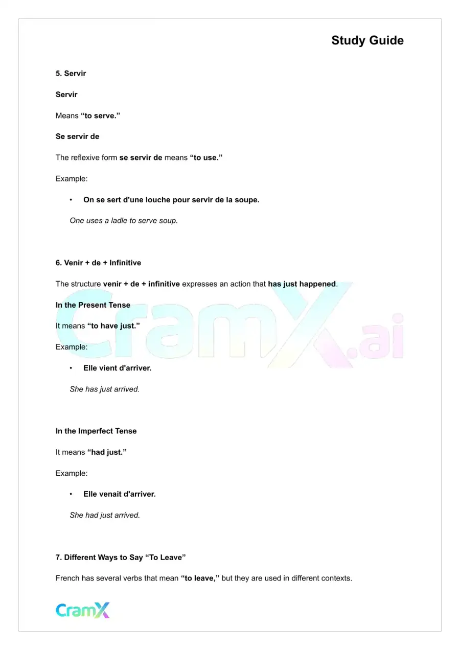 French II – Special Uses of Certain Verbs, page 4