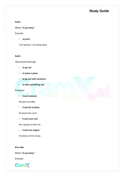 French II – Special Uses of Certain Verbs - Page 5 preview image