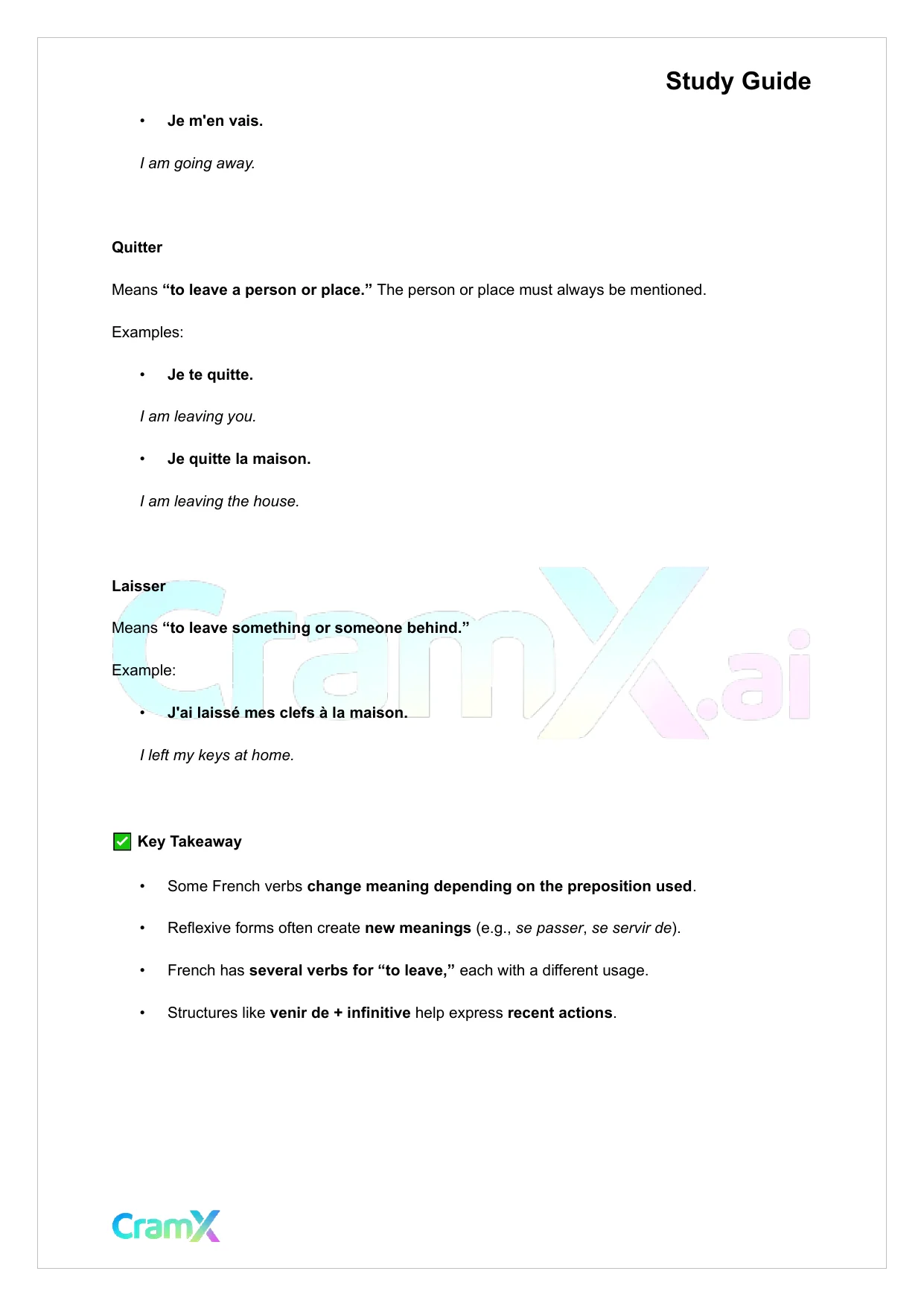 French II – Special Uses of Certain Verbs - Page 6 preview image