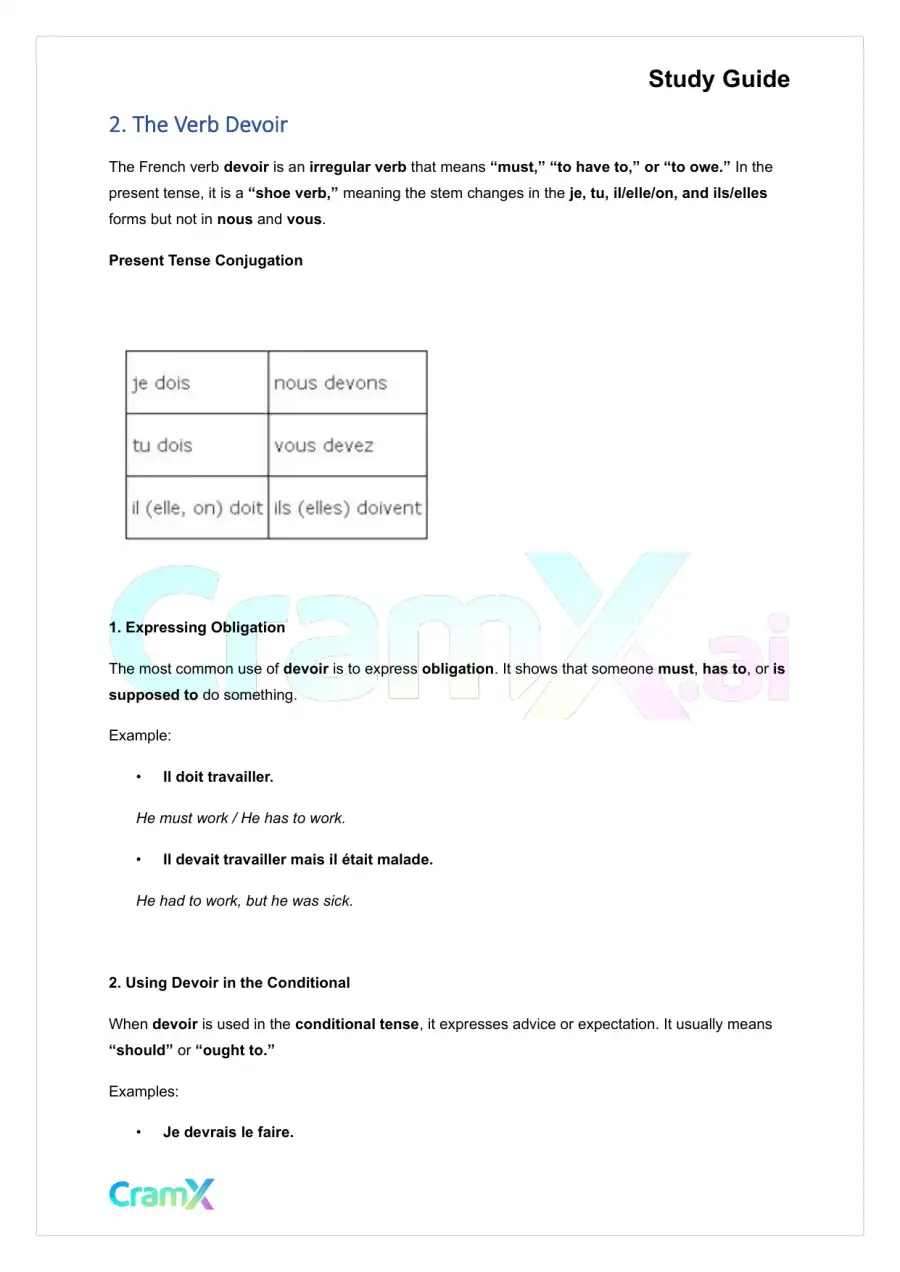 French II – Special Uses of Certain Verbs, page 7