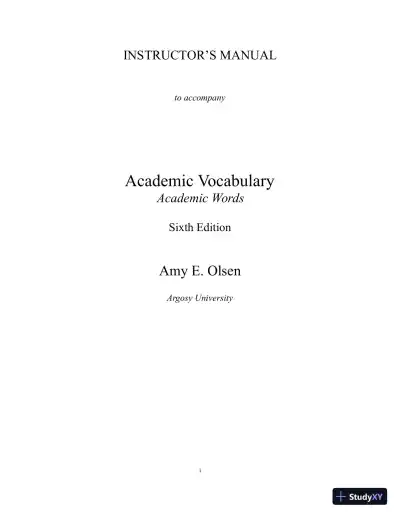 Solution Manual for Academic Vocabulary: Academic Words, 6th Edition - Page 1 preview image