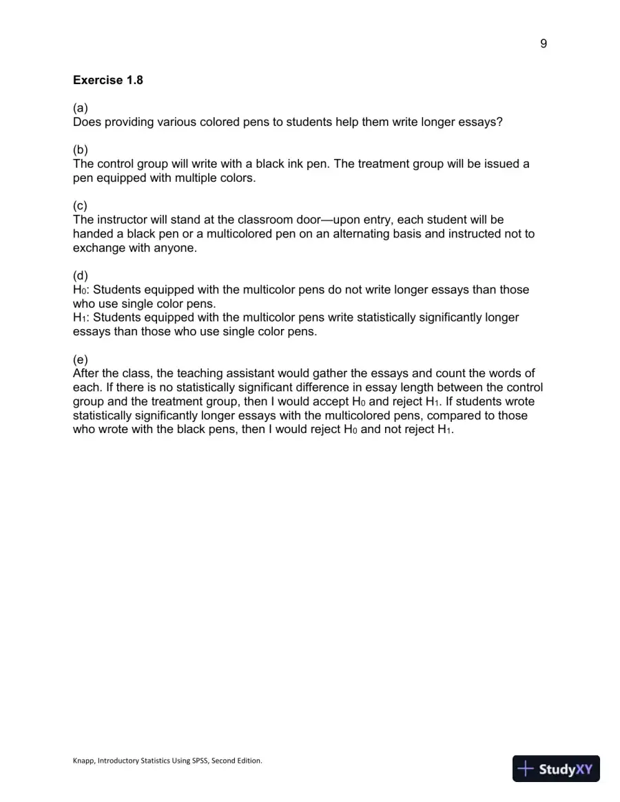 Introductory Statistics Using SPSS , Second Edition Solution Manual, page 10