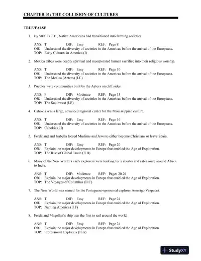 America: A Narrative History (Vol. 1) Tenth Edition Test Bank - Page 1 preview image