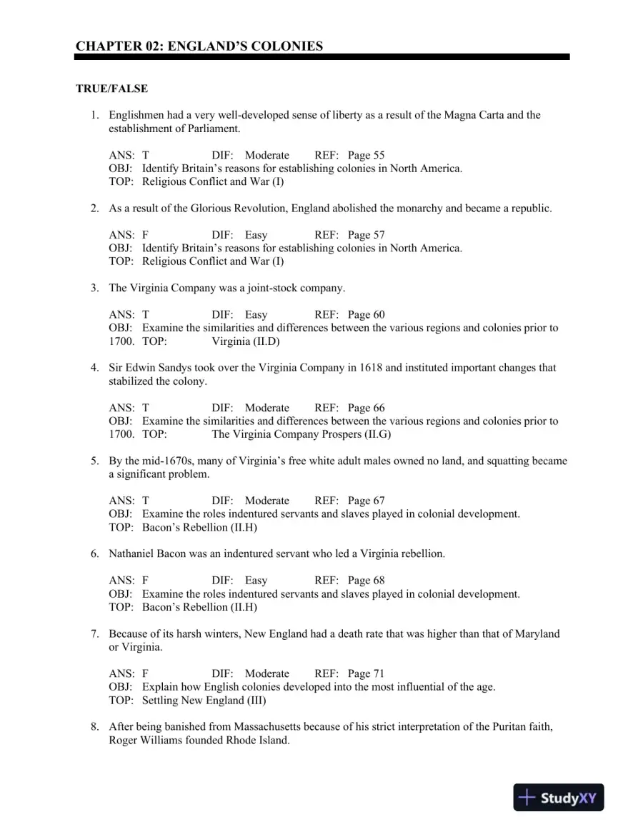 America: A Narrative History (Vol. 1) Tenth Edition Test Bank, page 16