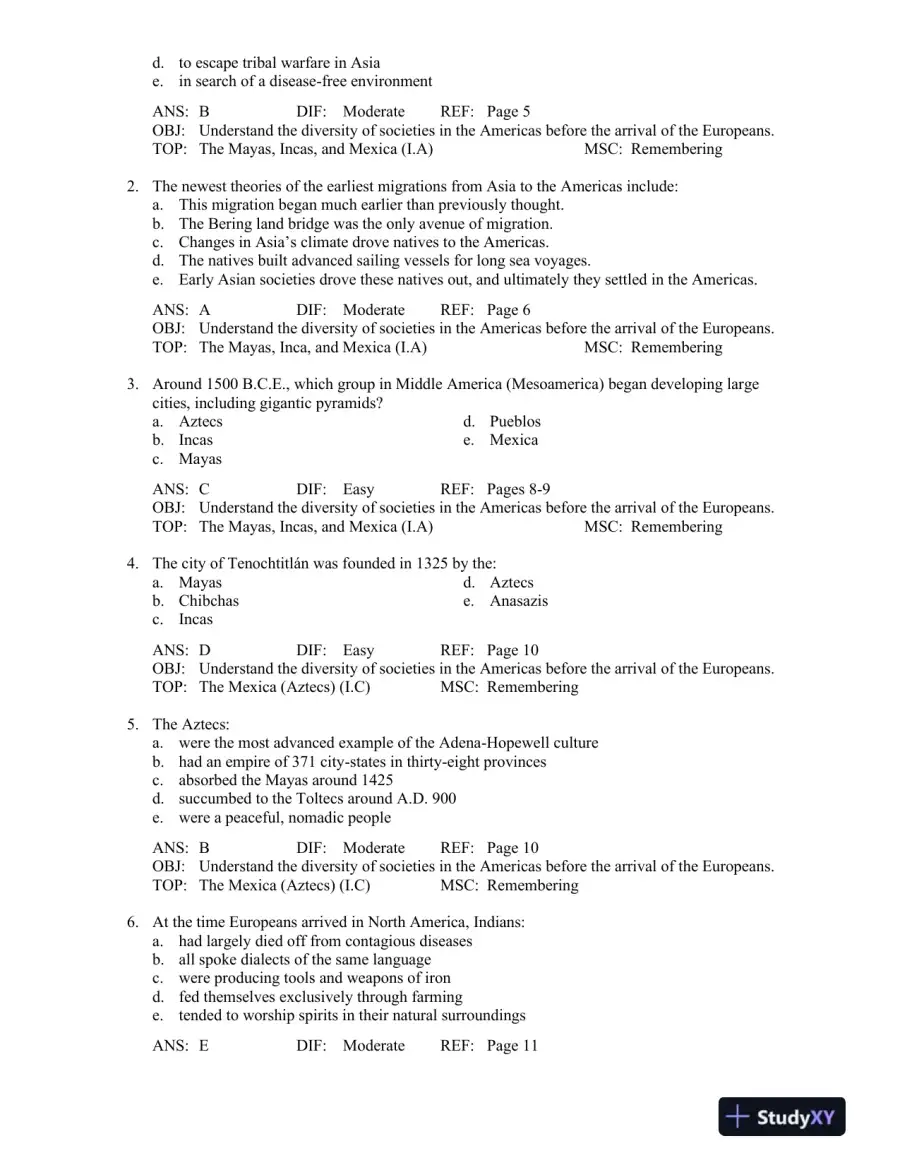 America: A Narrative History (Vol. 1) Tenth Edition Test Bank, page 4