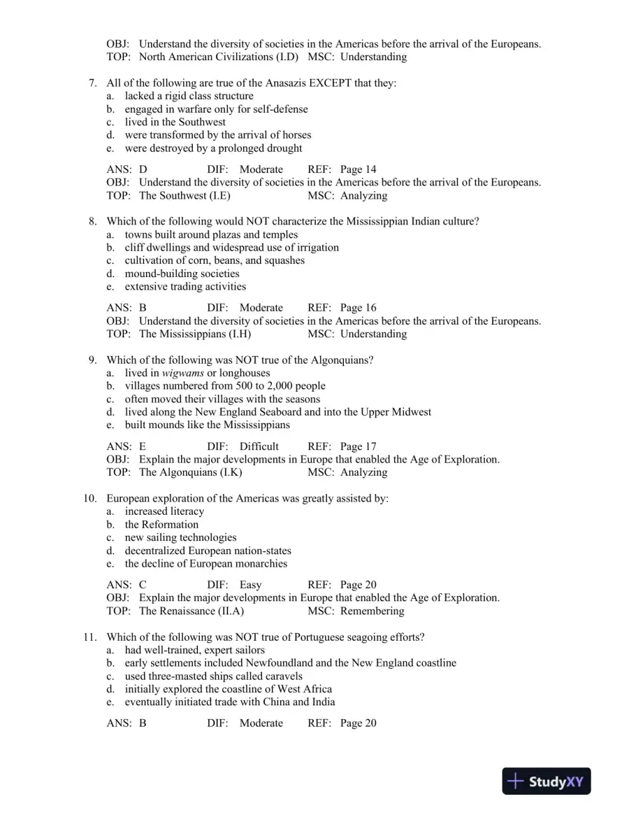 America: A Narrative History (Vol. 1) Tenth Edition Test Bank, page 5