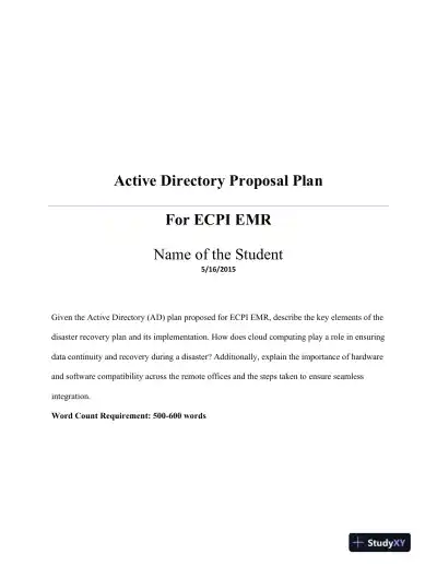 Active Directory Proposal Plan - Page 1 preview image
