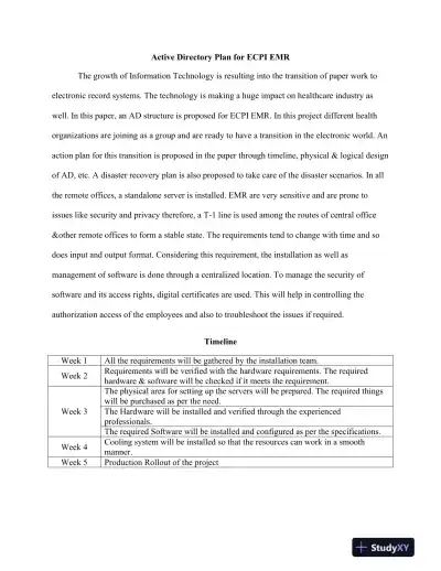 Active Directory Proposal Plan - Page 3 preview image