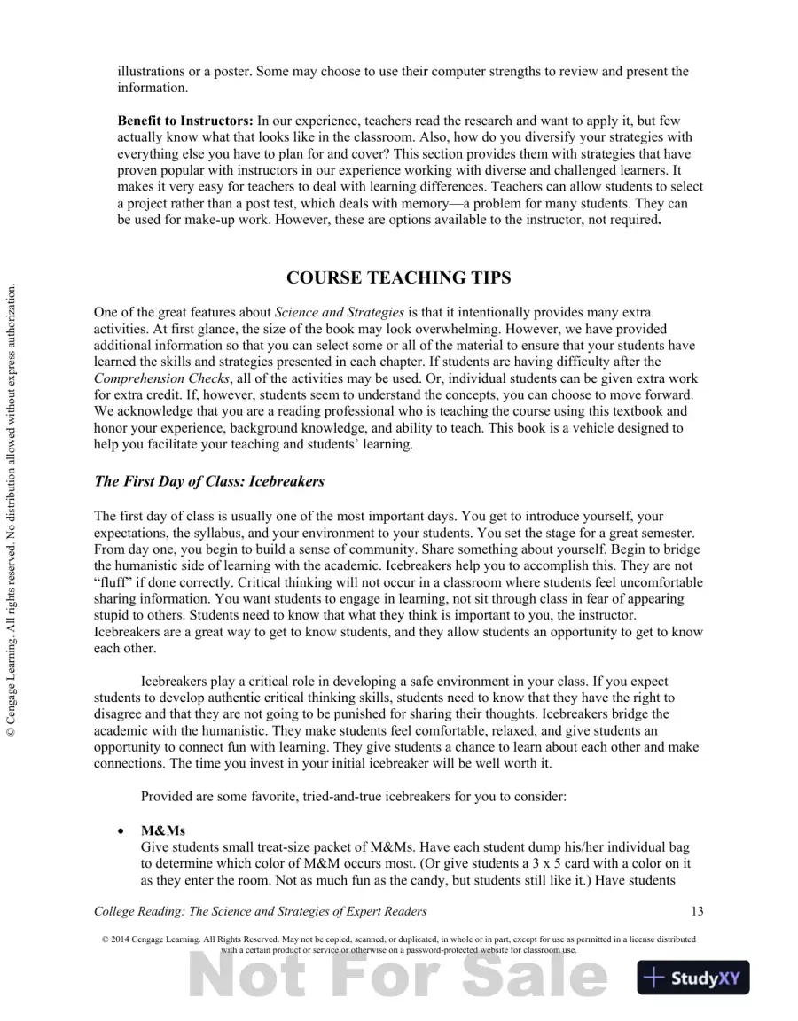 College Reading : The Science And Strategies Of Expert Readers, 1st Edition Solution Manual, page 13