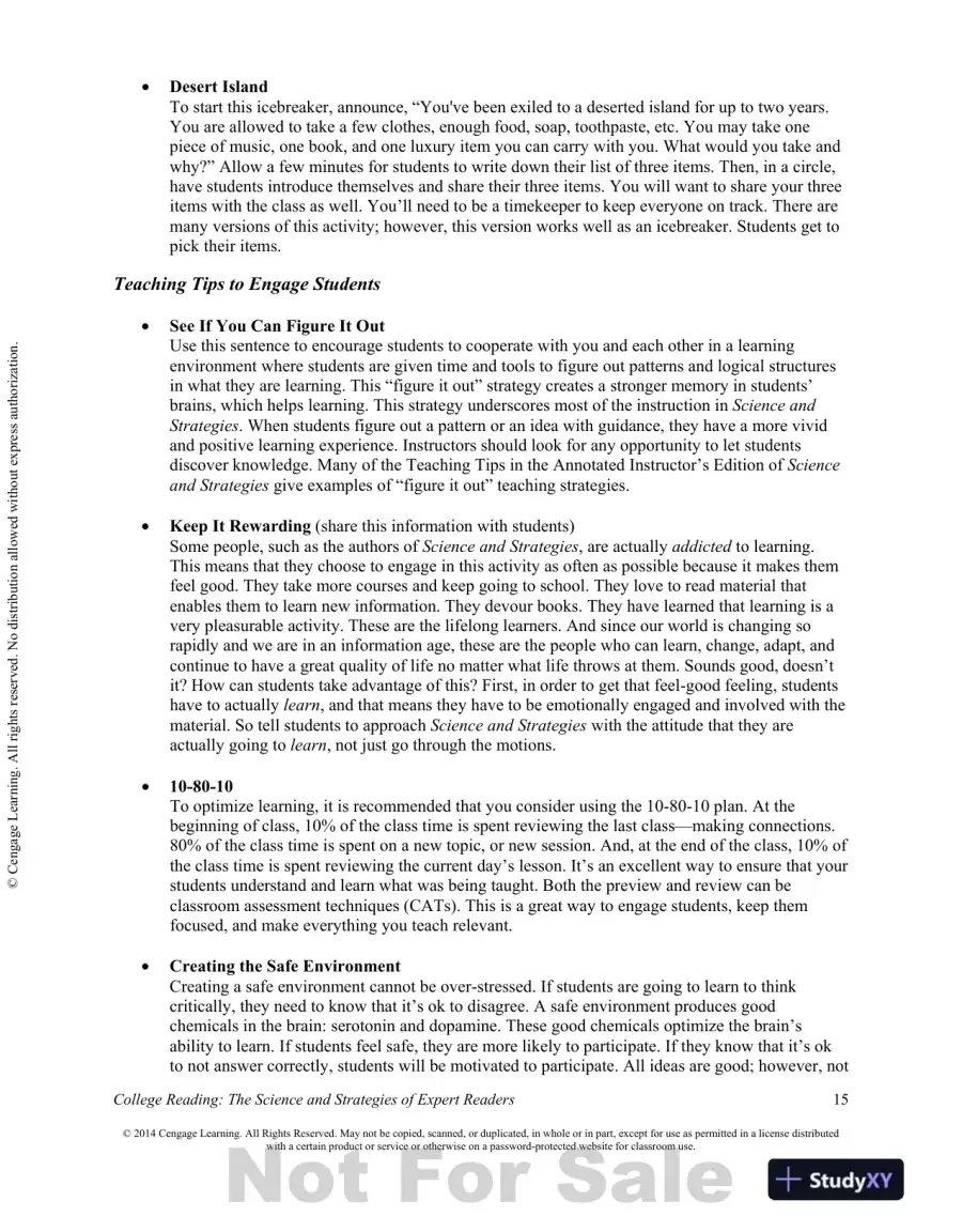 College Reading : The Science And Strategies Of Expert Readers, 1st Edition Solution Manual, page 15