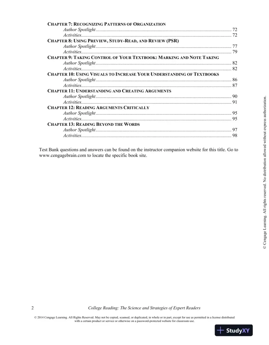 College Reading : The Science And Strategies Of Expert Readers, 1st Edition Solution Manual, page 3