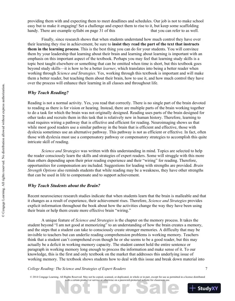 College Reading : The Science And Strategies Of Expert Readers, 1st Edition Solution Manual, page 7