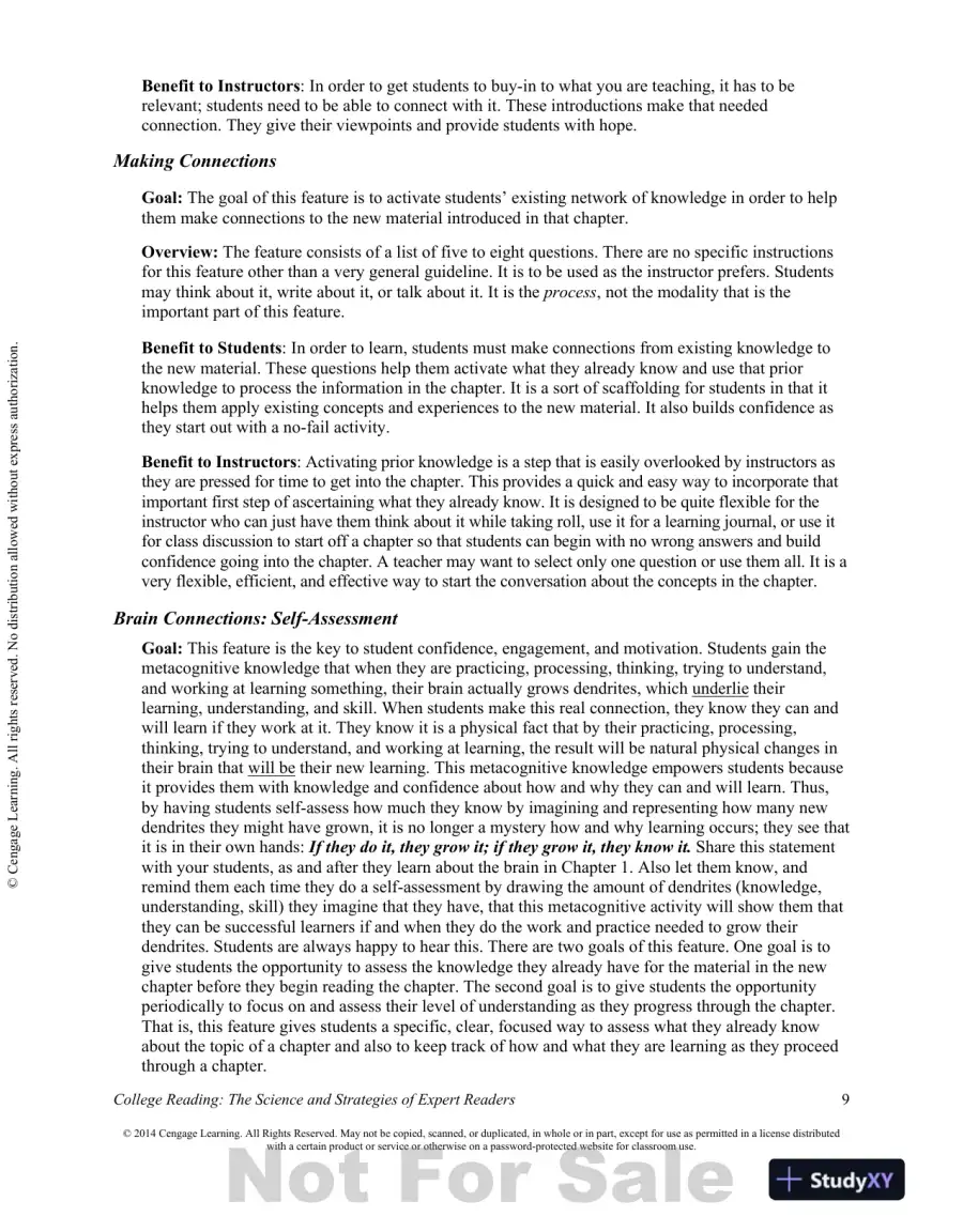 College Reading : The Science And Strategies Of Expert Readers, 1st Edition Solution Manual, page 9