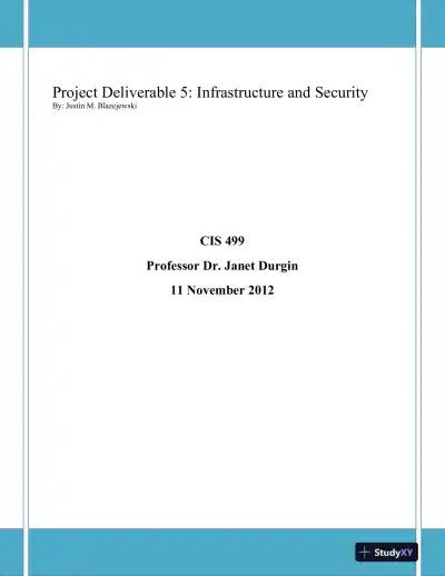 CIS 499 Project Deliverable 5: Infrastructure and Security - Page 1 preview image