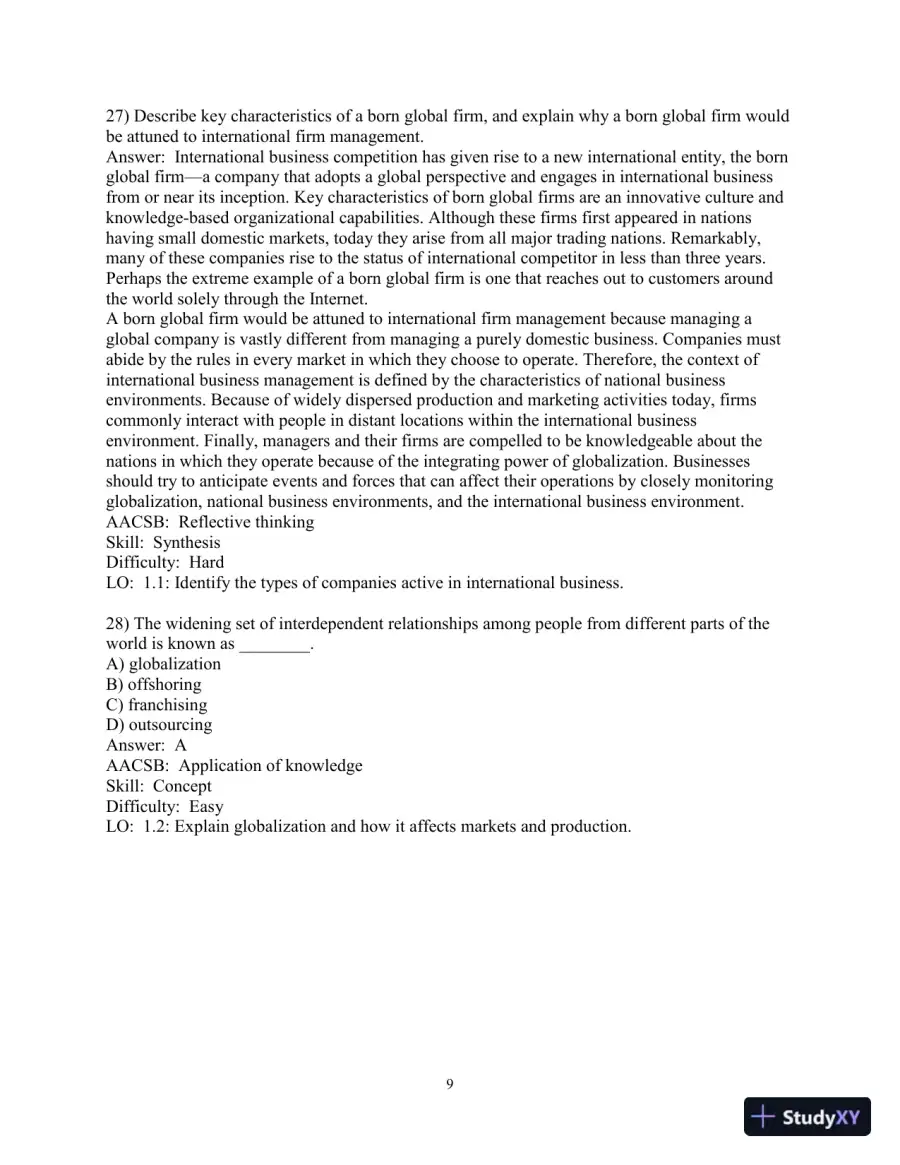 Test Bank for International Business: The Challenges of Globalization, 9th Edition, page 11