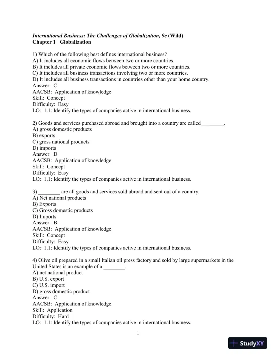 Test Bank for International Business: The Challenges of Globalization, 9th Edition, page 3