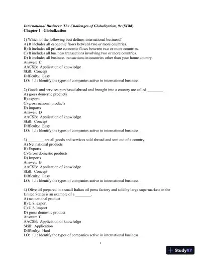 Test Bank for International Business: The Challenges of Globalization, 9th Edition - Page 3 preview image
