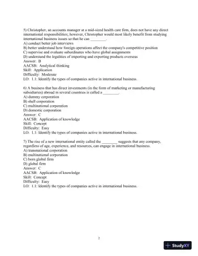 Test Bank for International Business: The Challenges of Globalization, 9th Edition - Page 4 preview image