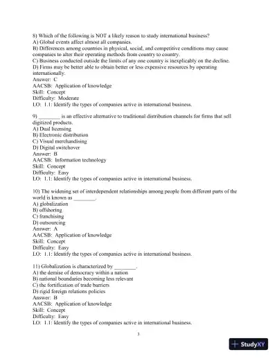 Test Bank for International Business: The Challenges of Globalization, 9th Edition - Page 5 preview image