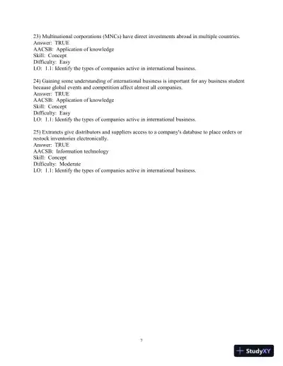 Test Bank for International Business: The Challenges of Globalization, 9th Edition - Page 9 preview image