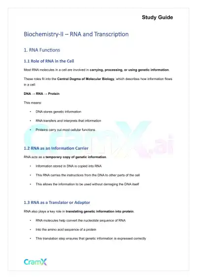 Biochemistry-II - RNA and Transcription - Page 1 preview image