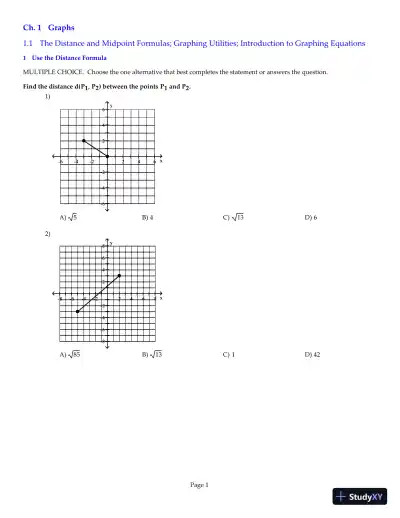 Test Bank for Precalculus Enhanced with Graphing Utilities, 6th Edition - Page 1 preview image